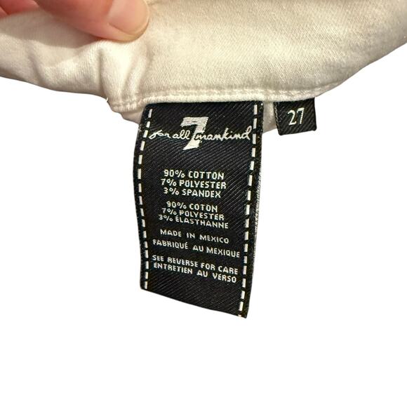 7 For All Mankind White Distressed Raw Hem Skinny Jeans 27 - Picture 6 of 8